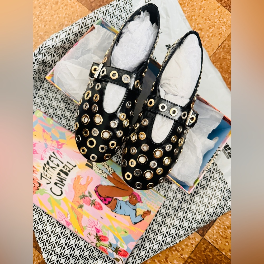 Jeffrey Campbell Holed Mary Janes Flats S 6.5 NEW